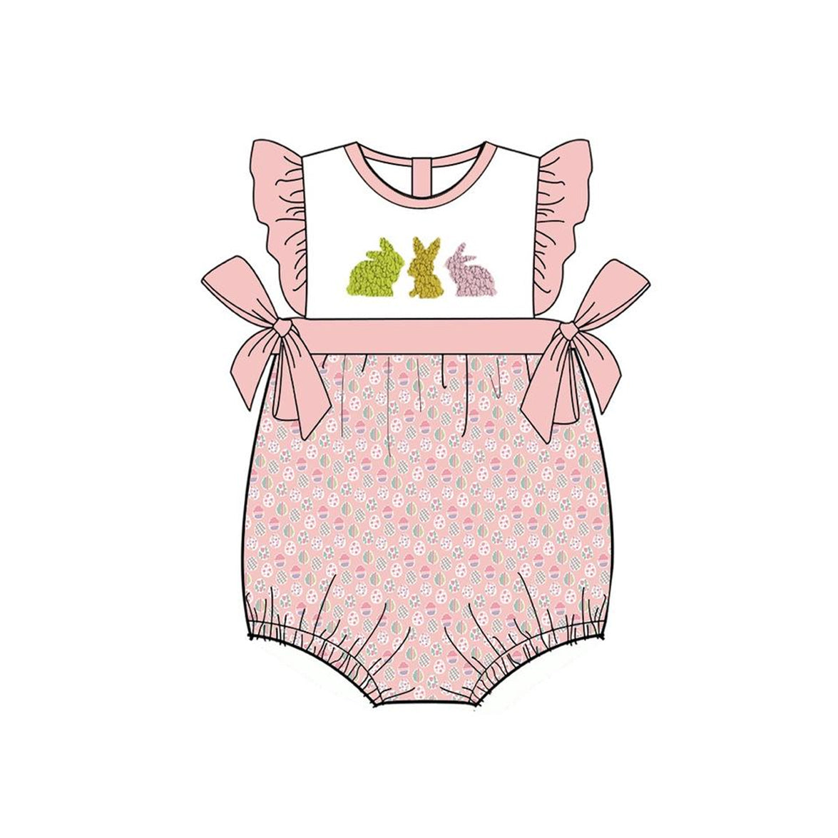 Baby Girls Easter  Rabbie Egg Romper Preorder