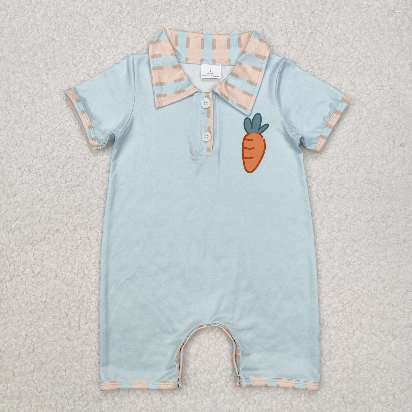 Sibling Baby Boys Easter Carrot Short Sleeve Shirt Romper