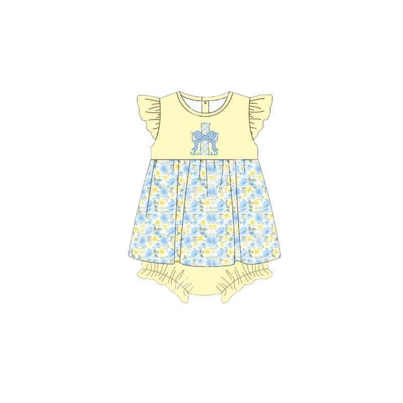 Sibling Baby Sister Easter Floral Cross Set and Dress Preorder