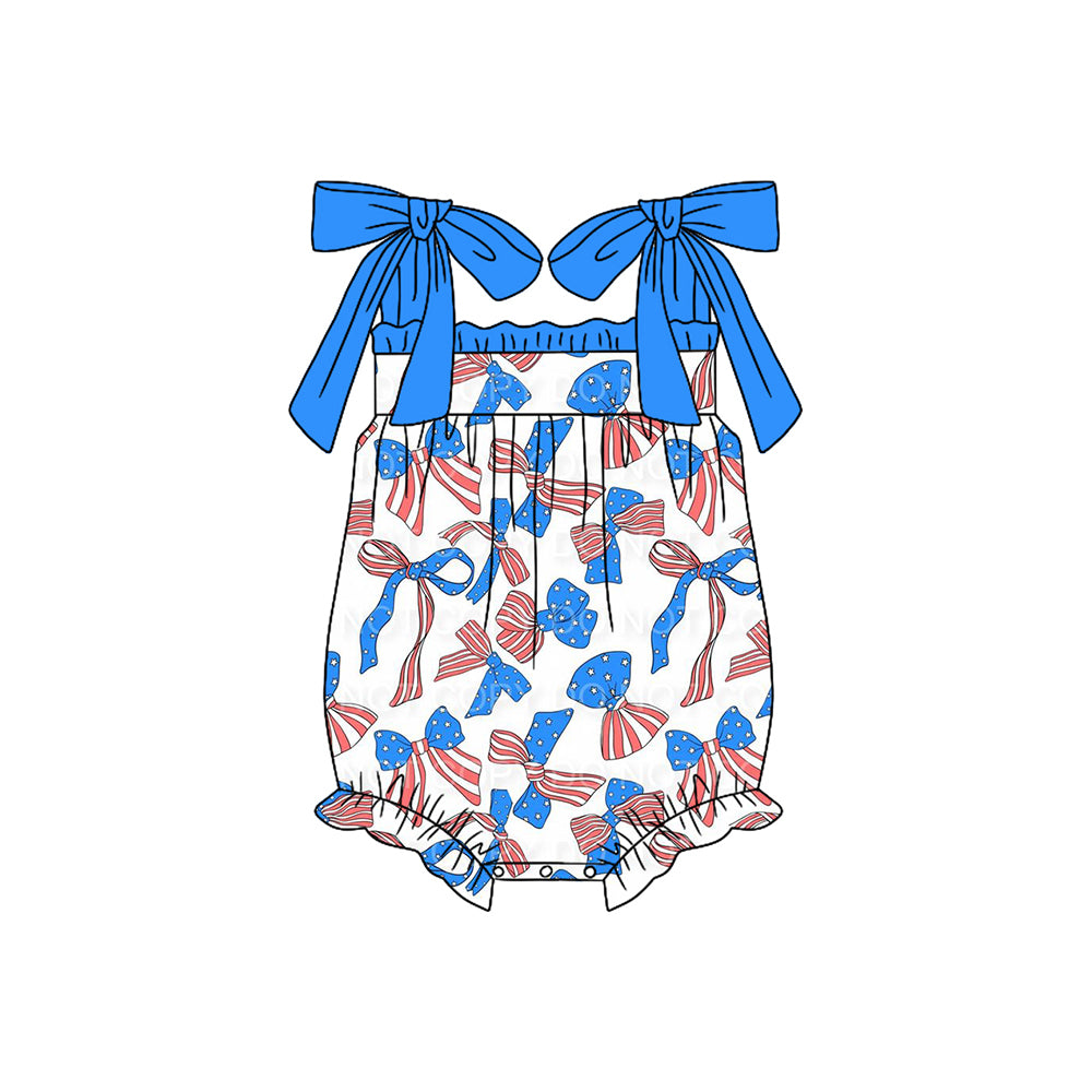 Sibling Baby Sister July 4th Bow Clothes