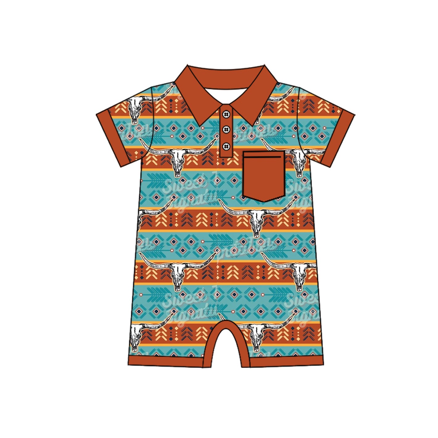 Sibling Baby Boys Western Cow Shorts Set and Romper