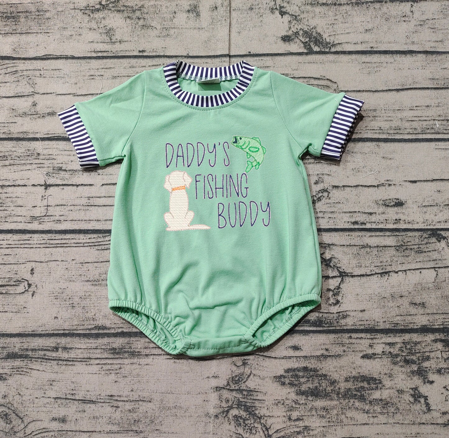 Baby Boys Embroidery Daddy's Fishing Buddy Western Romper Preorder