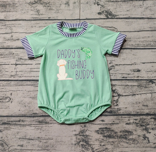 Baby Boys Embroidery Daddy's Fishing Buddy Western Romper Preorder