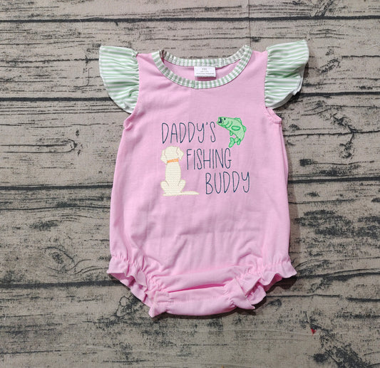 Baby Girls Embroidery Daddy's Fishing Buddy Western Romper Preorder