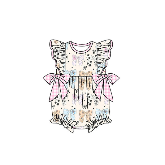 SR2350 Baby Girls Cartoon Dog Bow Bubble Romper Preorder