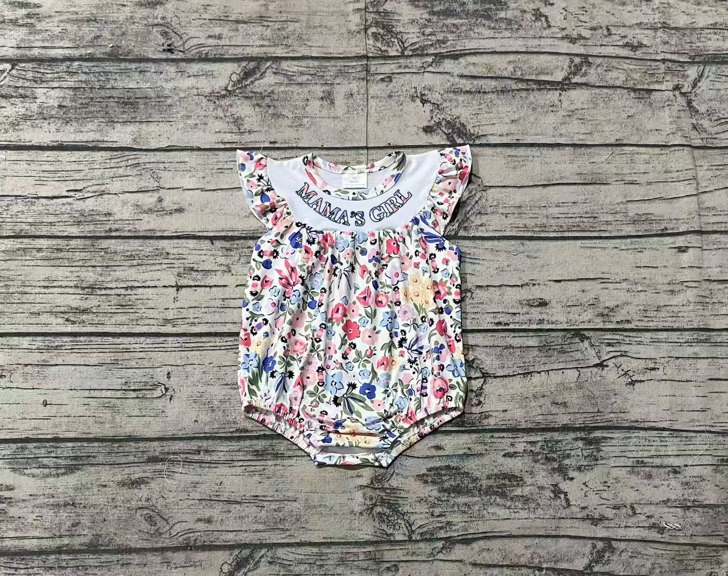 Baby Girls Flutter Sleeves MAMAS GIRL Romper Floral Print Preorder