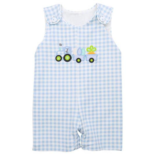 Baby Boys Sleeveless Blue Plaid Easter Romper Eggs Carrot Print Preorder