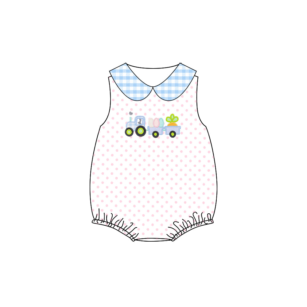 Baby Girls Sleeveless Easter Romper Polka Dots Eggs Carrot Print Preorder