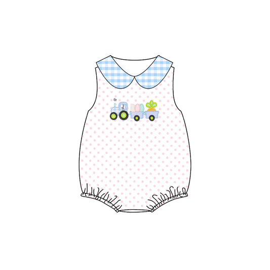 Baby Girls Sleeveless Easter Romper Polka Dots Eggs Carrot Print Preorder