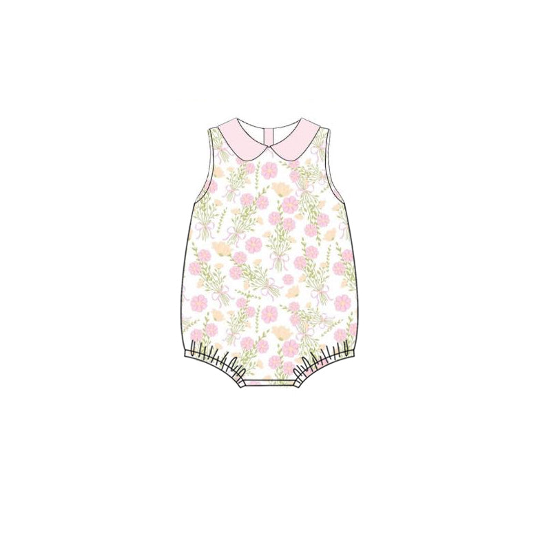 Baby Girls Pink Sleeveless Floral Print Romper Preorder