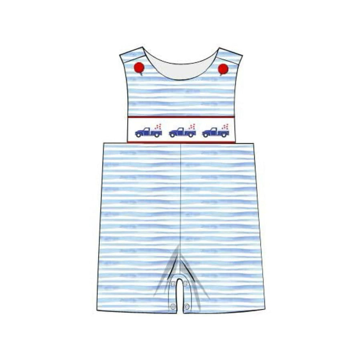 Baby Boys Sleeveless Light Blue Stripe Stars Print 4th Of July Romper Preorder