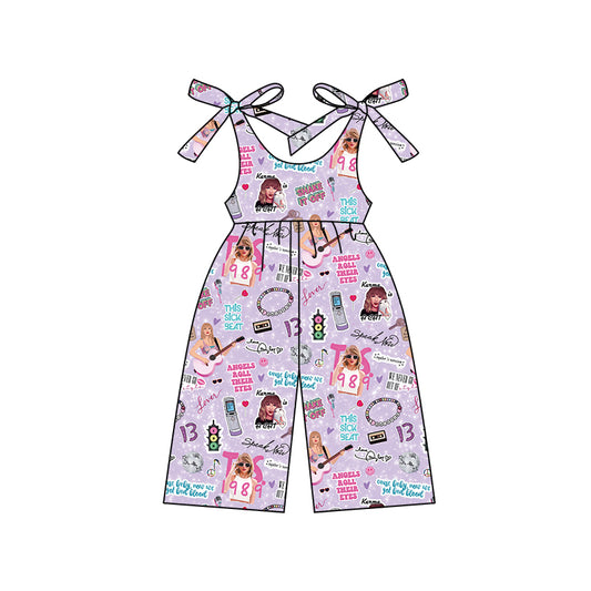 Baby Girls Lavender Straps Singer Guitars Print Jumpsuits Preorder