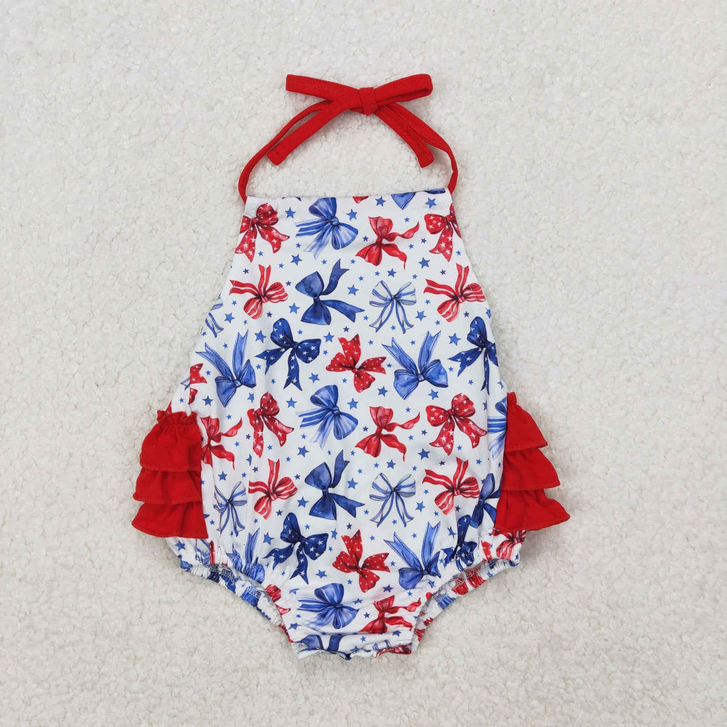 Summer Holiday Sibling Wear 4th of July Flag Bow Clothing