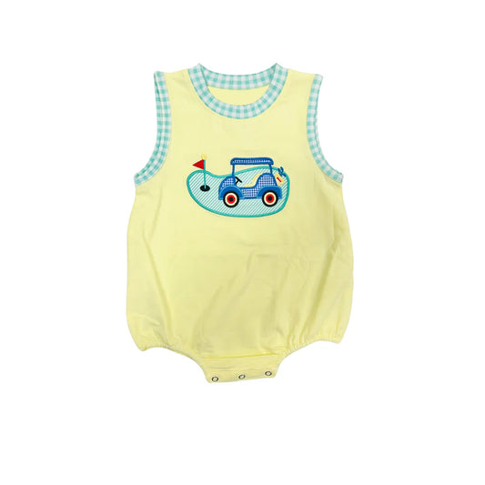 Baby Girls Yellow Sleeveless Golf Flag Rompers Preorder