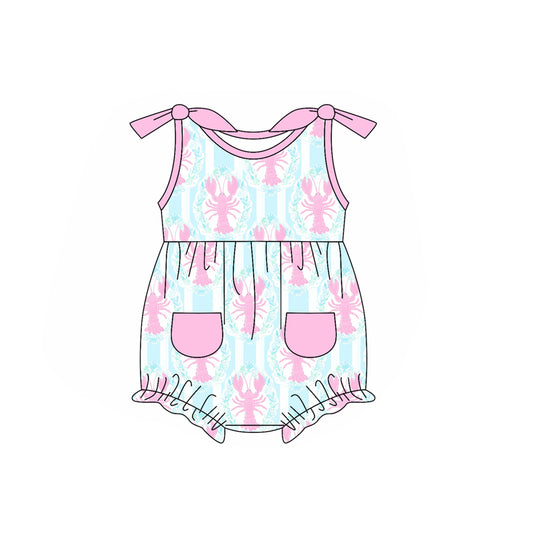 Baby Girls Pink Bows Strap Crayfishes Rompers Preorder