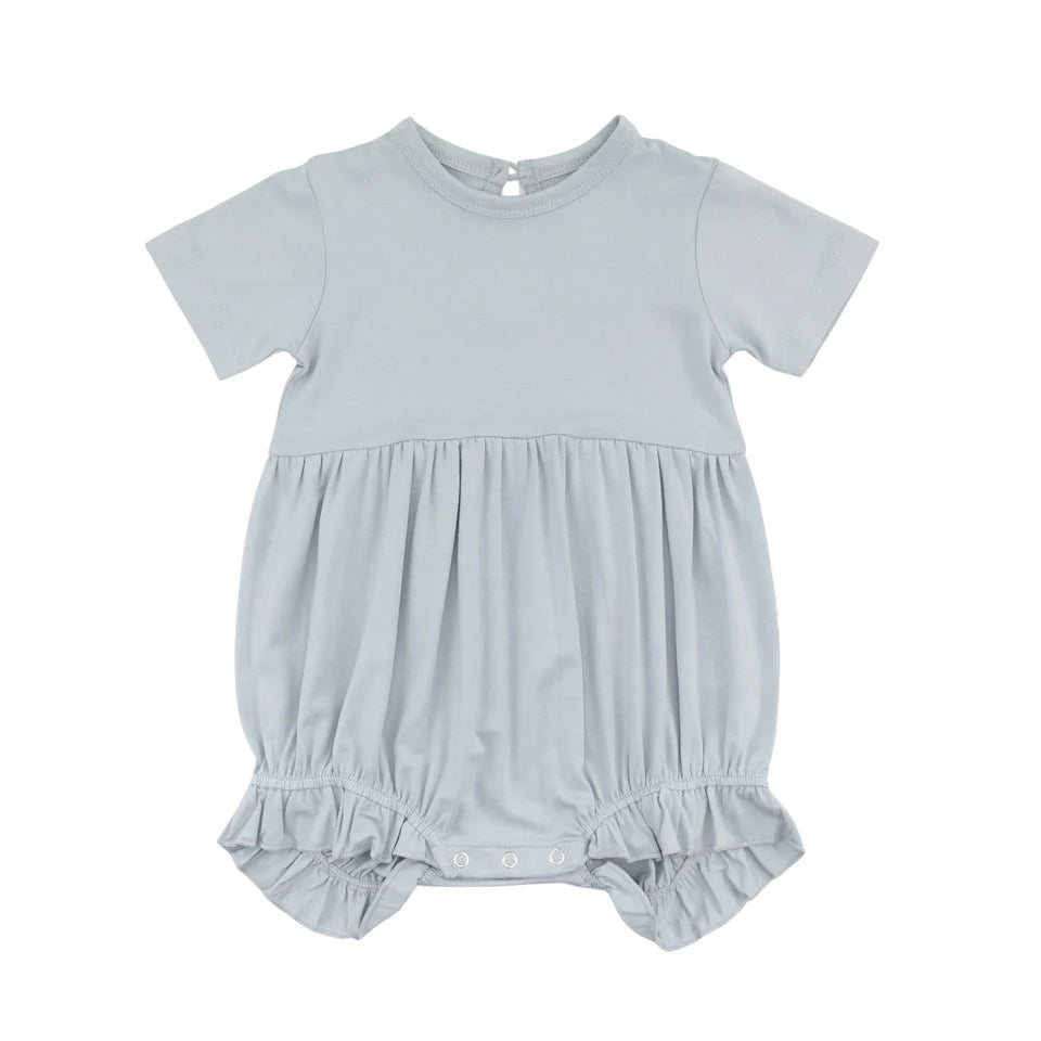 Baby Girls Gray Short Sleeves Ruffle Rompers Preorder