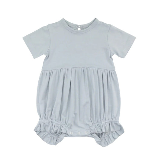 Baby Girls Gray Short Sleeves Ruffle Rompers Preorder