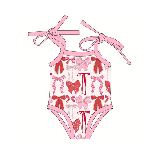 Baby Girls Pink Strap Red Bows Plaid Bummies Rompers Preorder