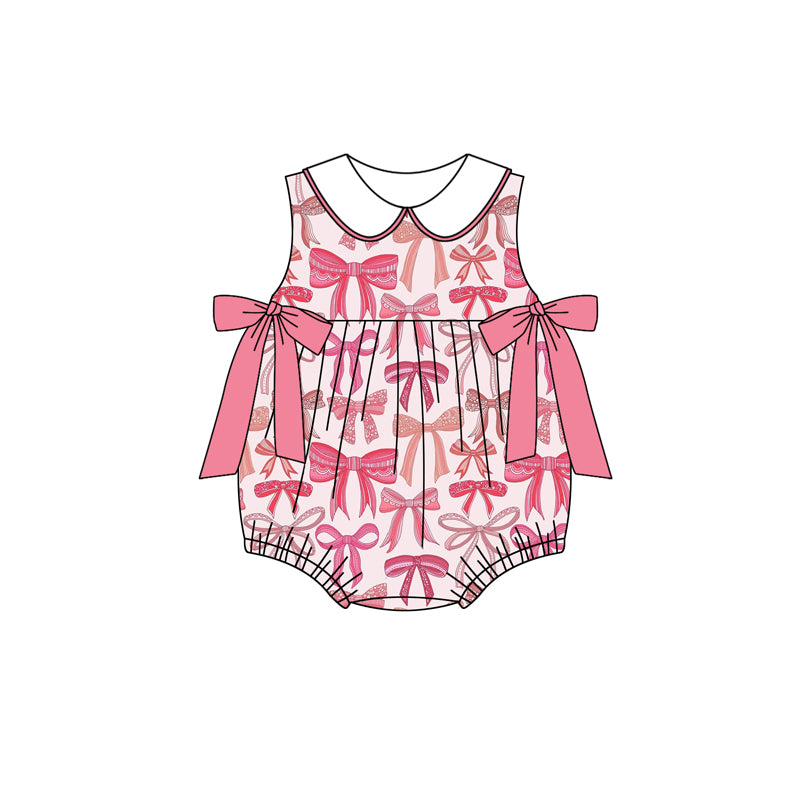 Baby Girls Pink Sleeveless Bows Top Rompers Preorder