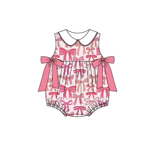 Baby Girls Pink Sleeveless Bows Top Rompers Preorder