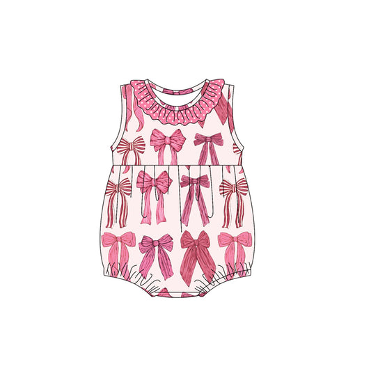 Baby Girls Pink Sleeveless Bows Rompers Preorder