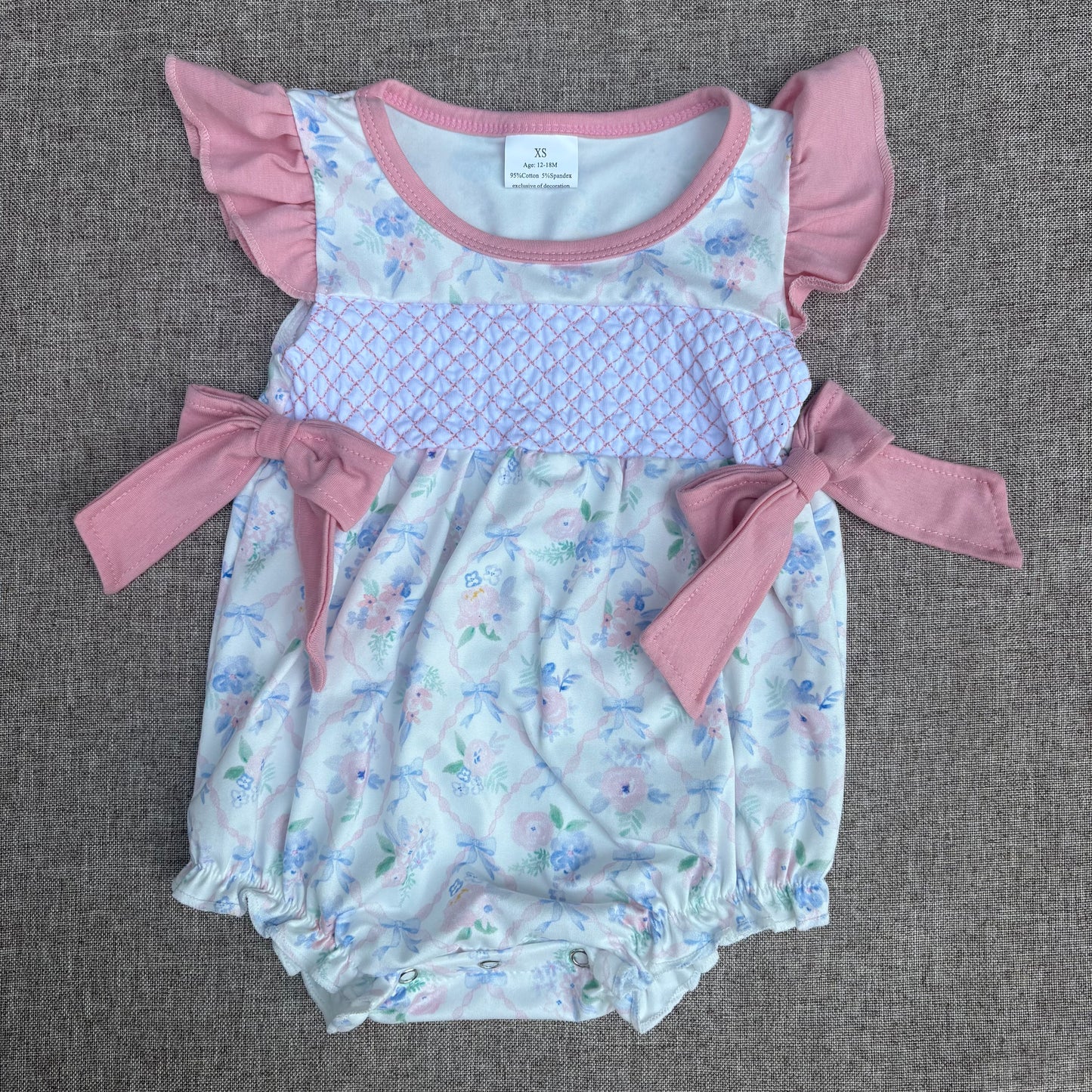 Cute Baby Girls Summer Flutter Sleeve Bow Bubble Romper