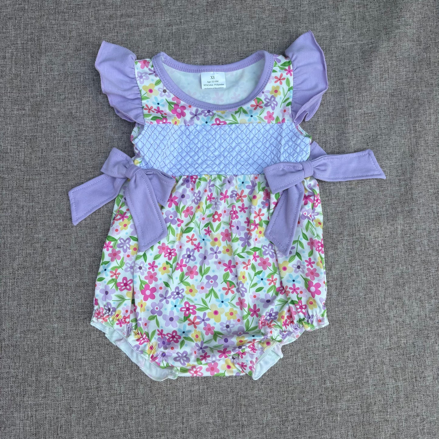 Cute Baby Girls Summer Flutter Sleeve Bow Bubble Romper