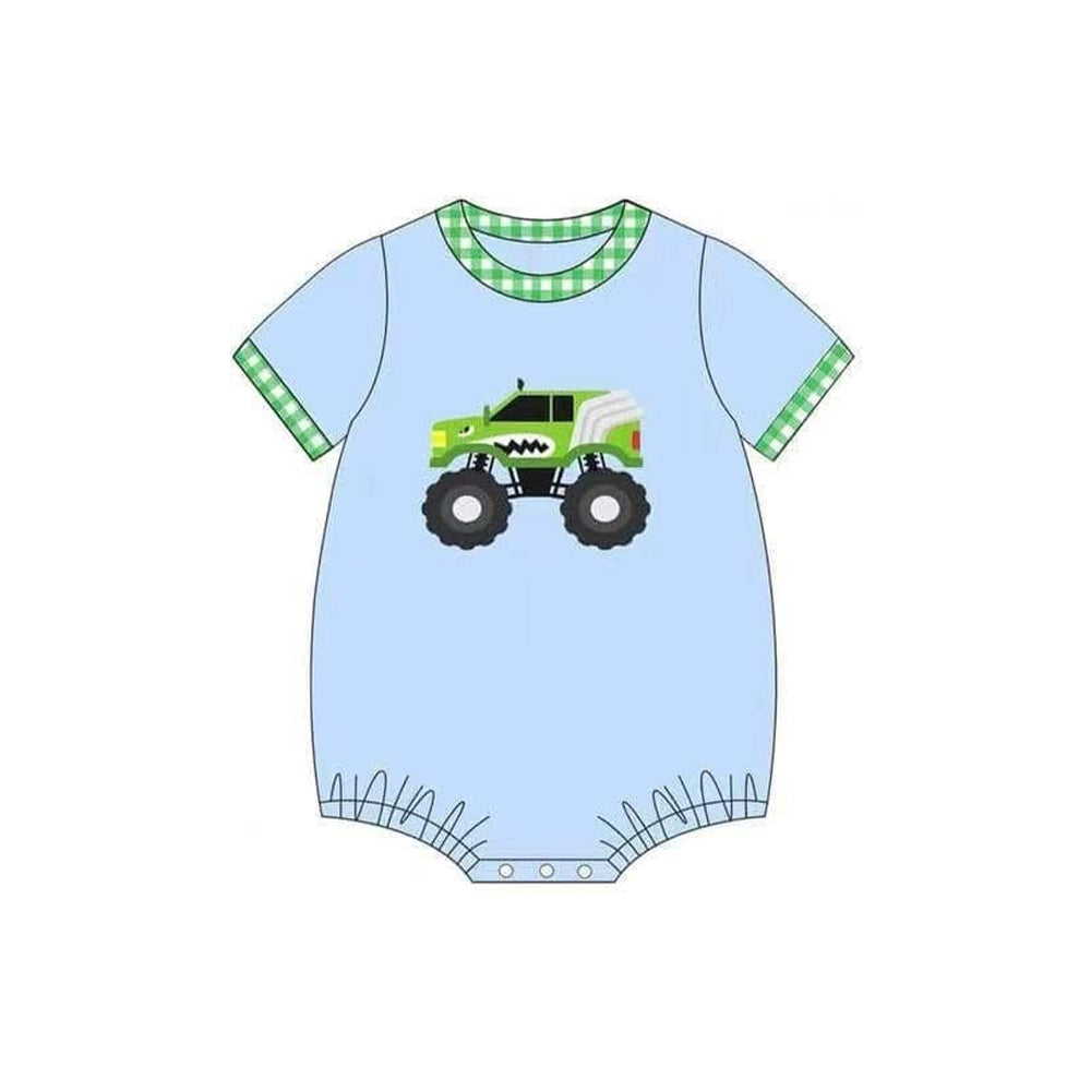 SR2937 Baby Boys Car Blue Short Sleeve Romper Preorder