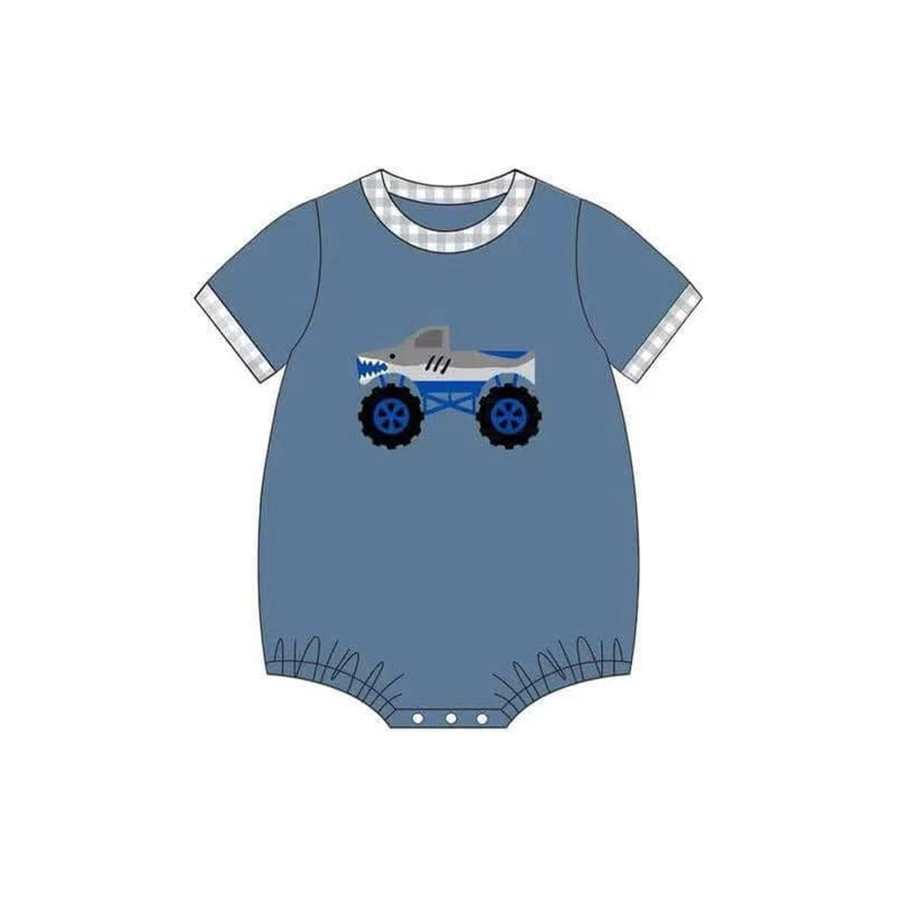 SR2938 Baby Boys Car Blue Short Sleeve Romper Preorder