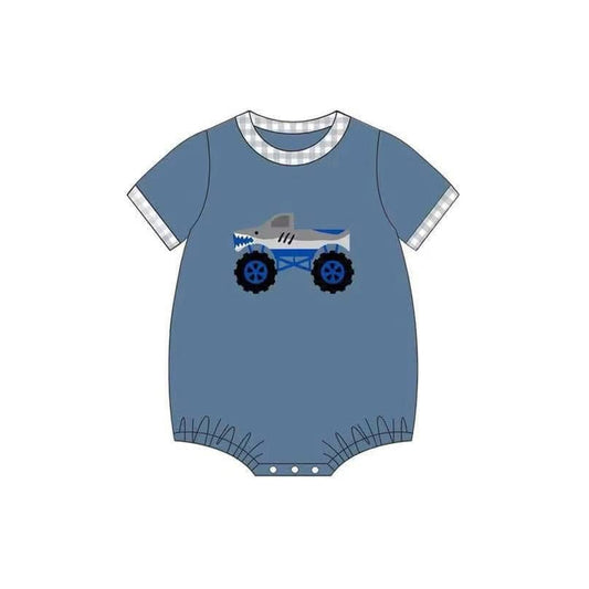 SR2938 Baby Boys Car Blue Short Sleeve Romper Preorder