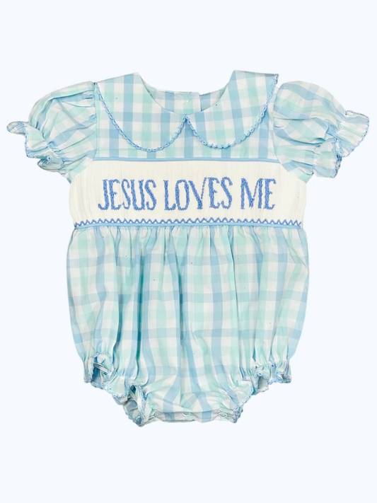 SR2942 Baby Girls Jesue  Loves Me Short Sleeve Romper Preorder