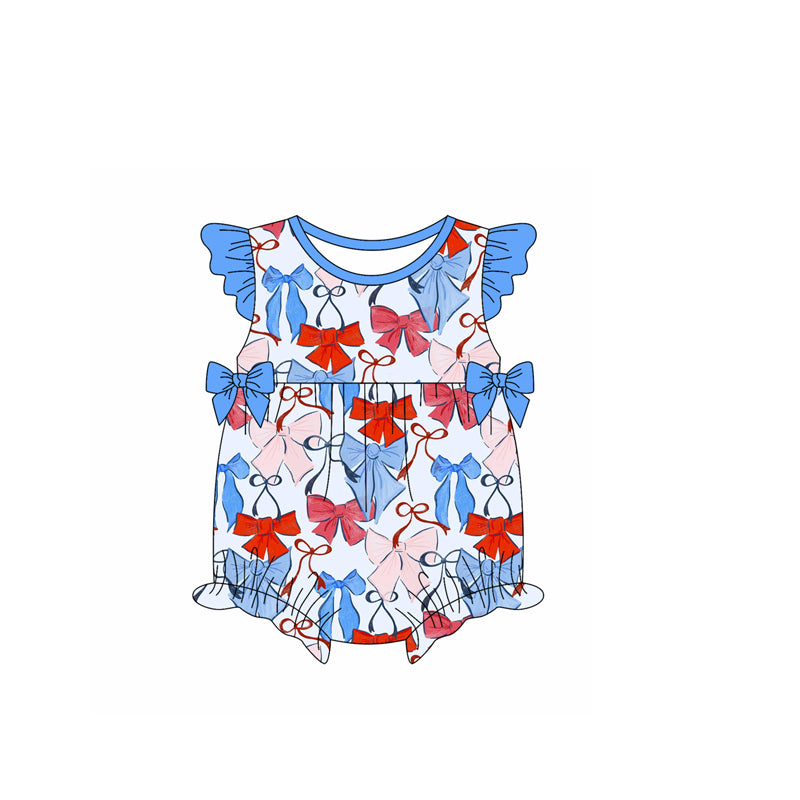 SR2954 Baby Girls July 4th Bow  Romper Preorder