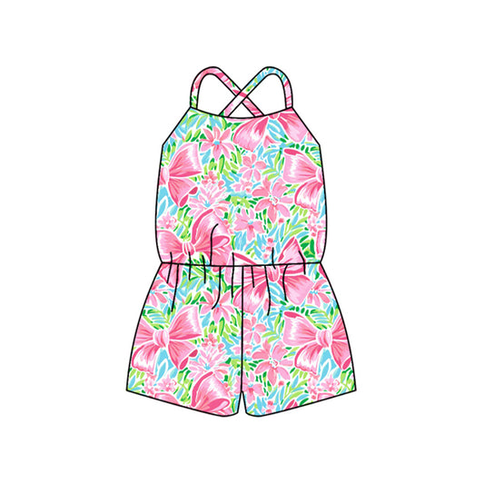 SR2966 Baby Girls Pink Bow Flower Jumosuit Preorder