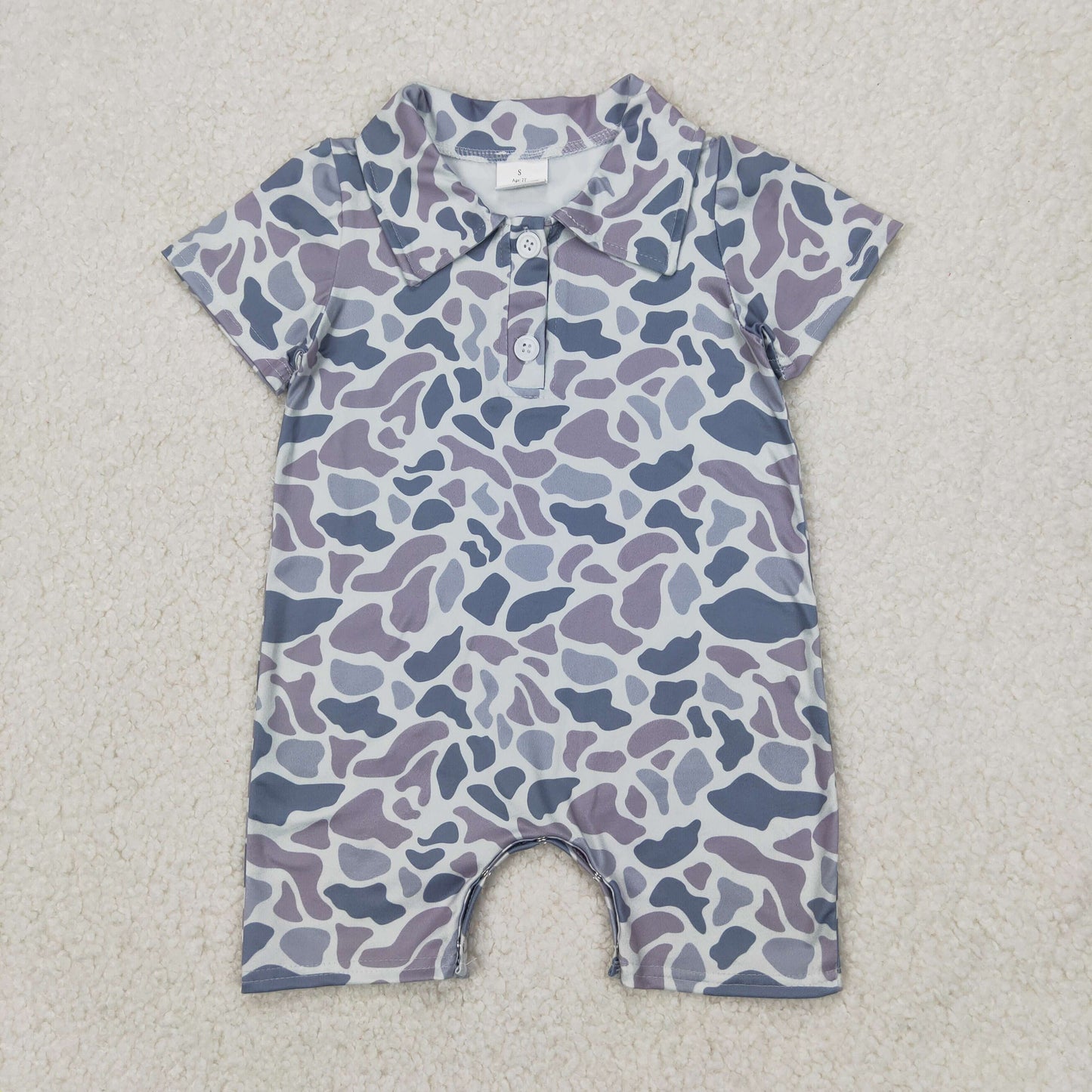 Sibling Baby Boys Camo Short Sleeve Polo Shirt Romper