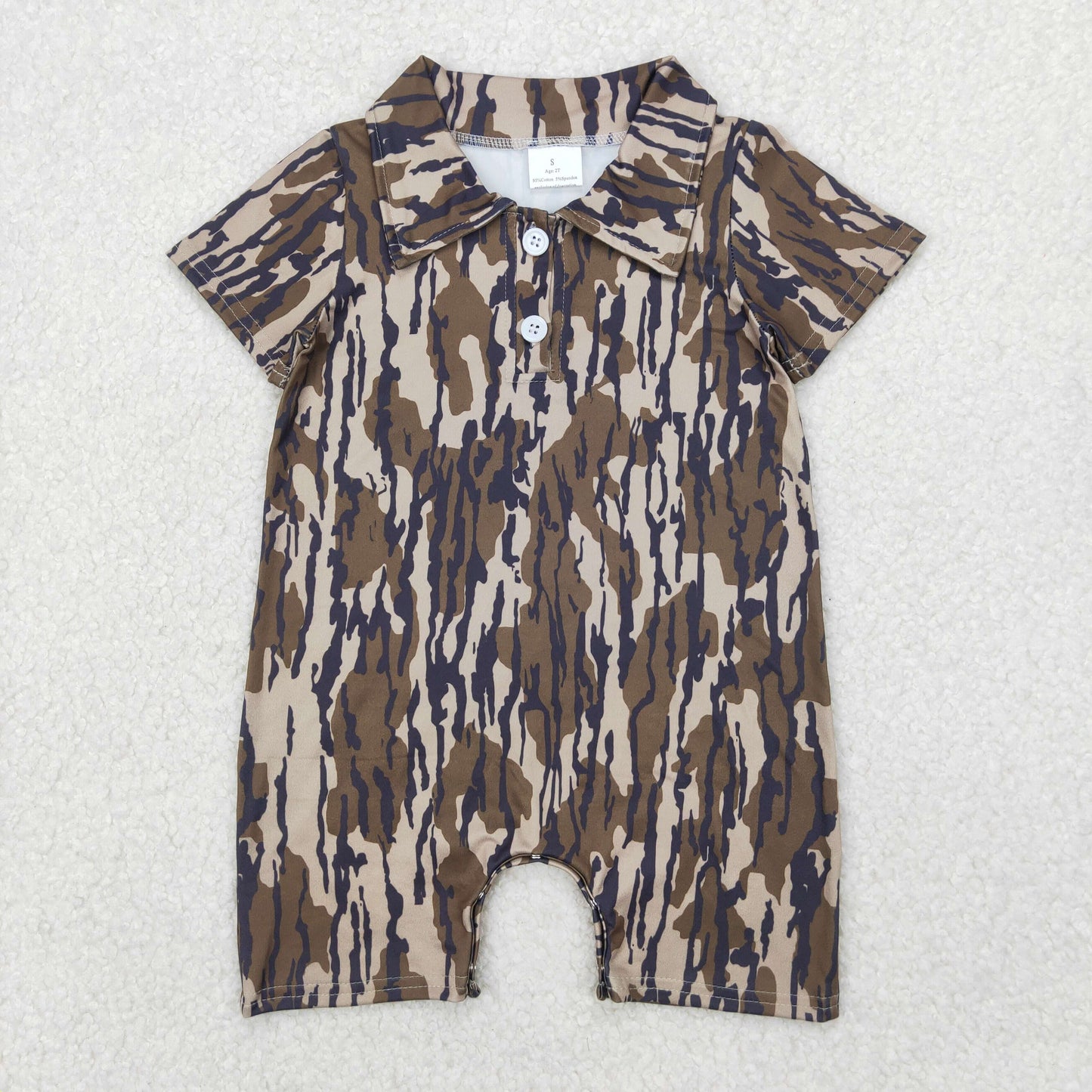 Sibling Baby Boys Camo Short Sleeve Polo Shirt Romper