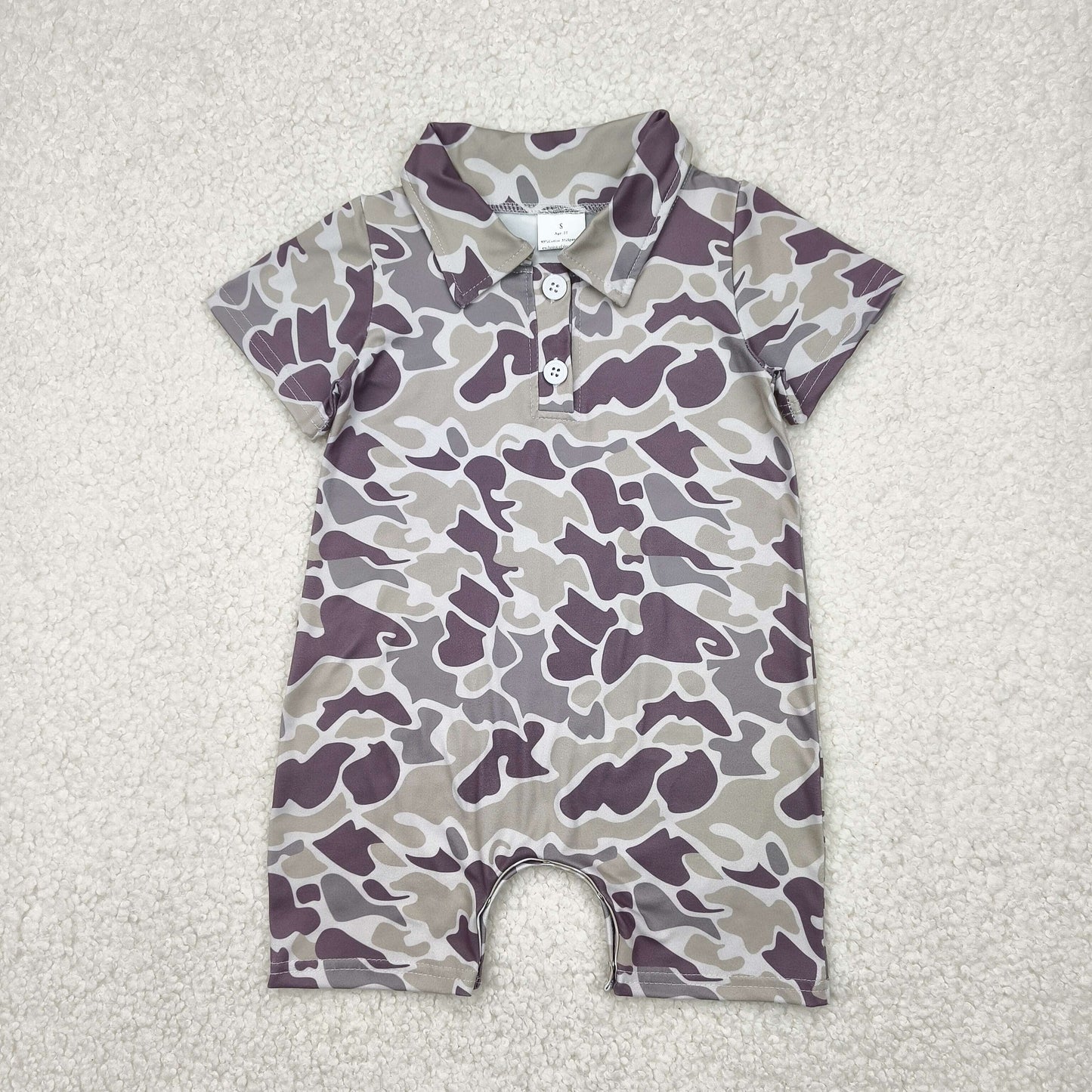 Sibling Baby Boys Camo Short Sleeve Polo Shirt Romper