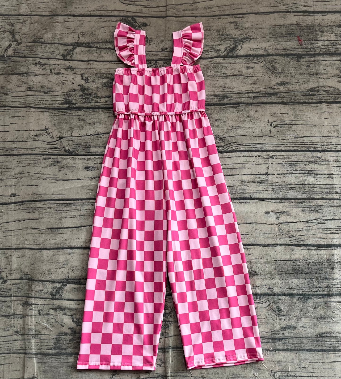 Kids Girls Pink Checkecd Jumpsuit Preorder