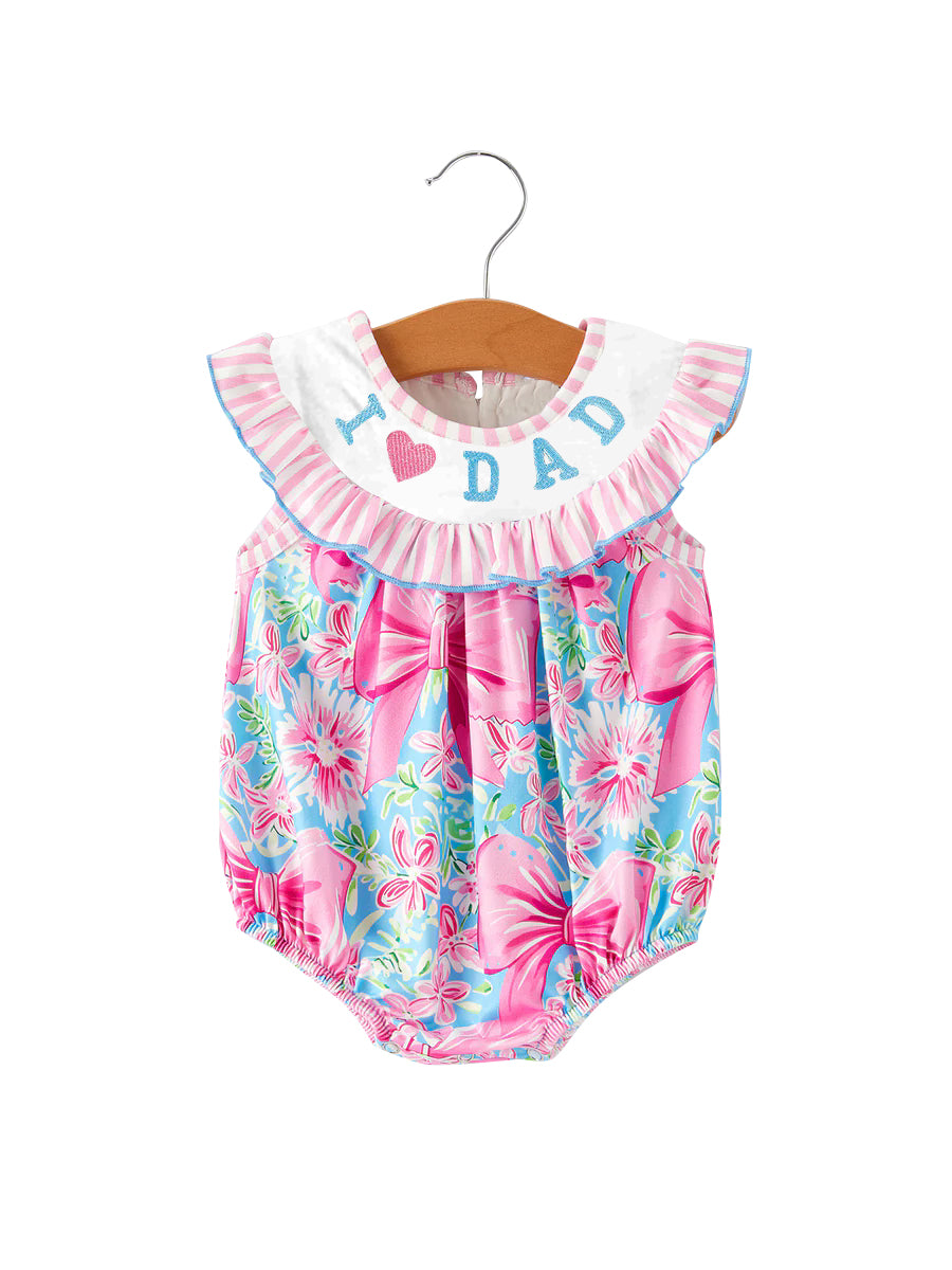 SR3089 Baby Girls Pink Floral Coquette I Love Dad Bubble Romper Preorder