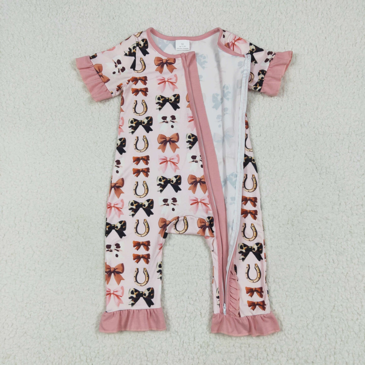 Kids Girls Sibling  western Bow Print  Pajama set and Romper