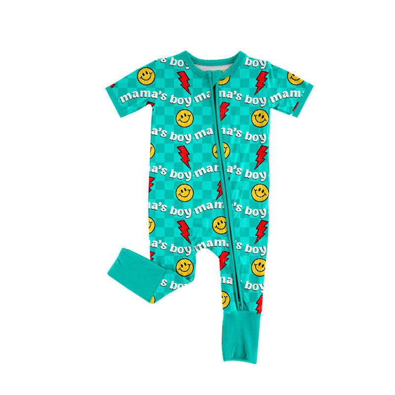 SR3228  Mama's Boy Short Sleeve Zippy Footie Romper Preorder