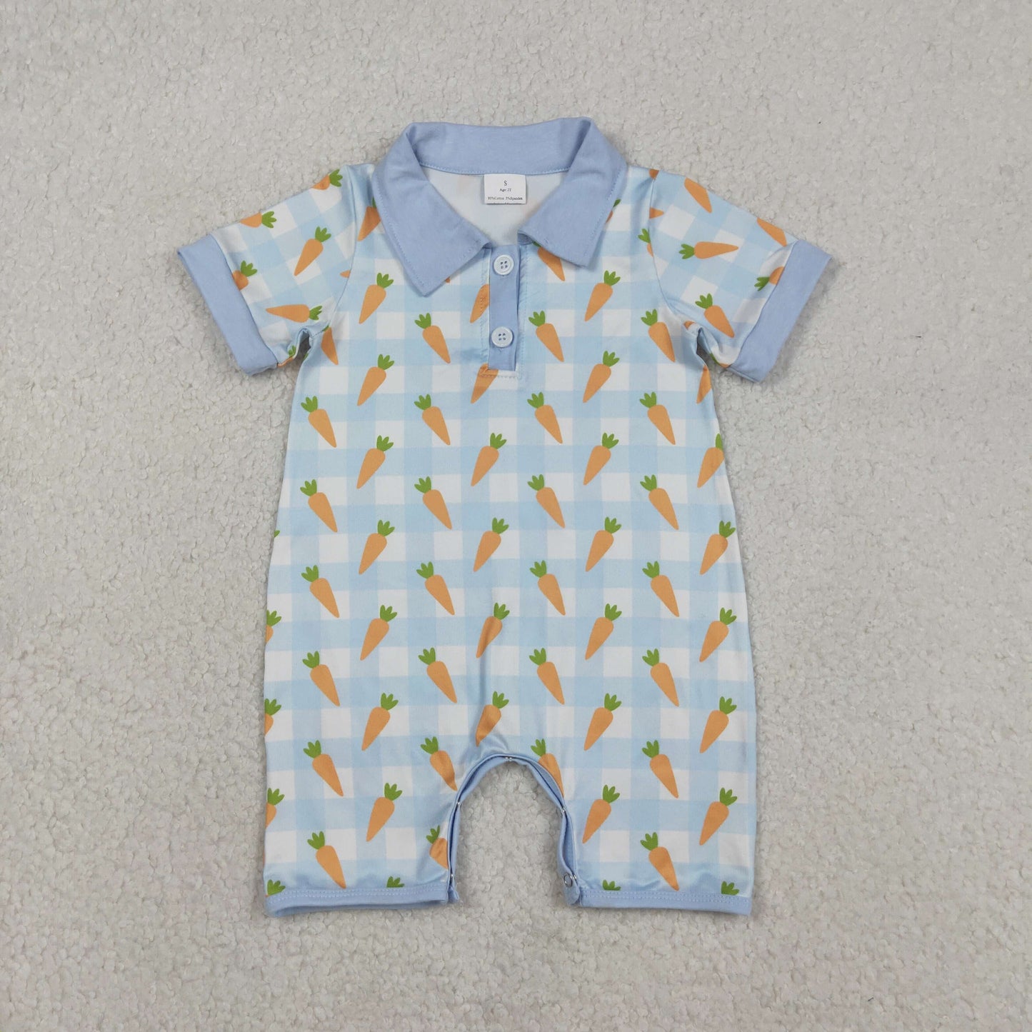 Sibling Baby Boys Easter Carrot Short Sleeve Shirt Romper