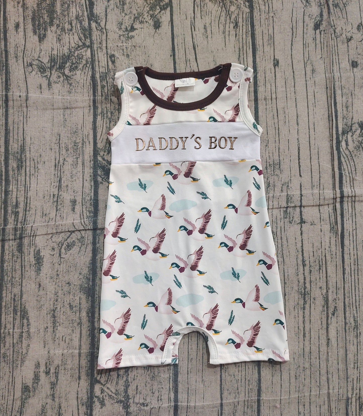 SR3347 Daddy's Boy Short Sleeve Duck  Romper Preorder