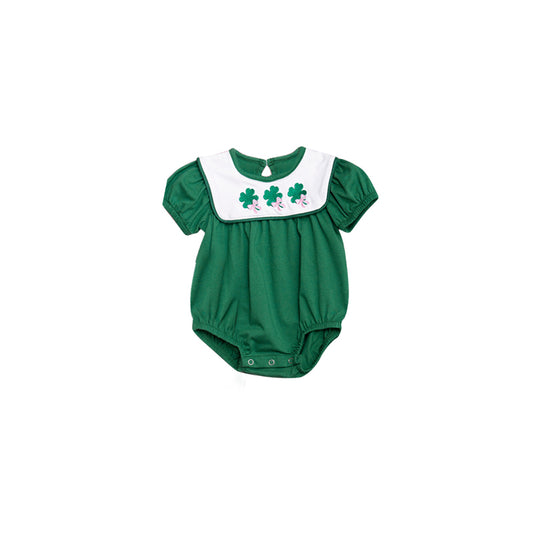 SR3538 baby Girls Saint Patrick Green Short Sleeve Romper Preorder