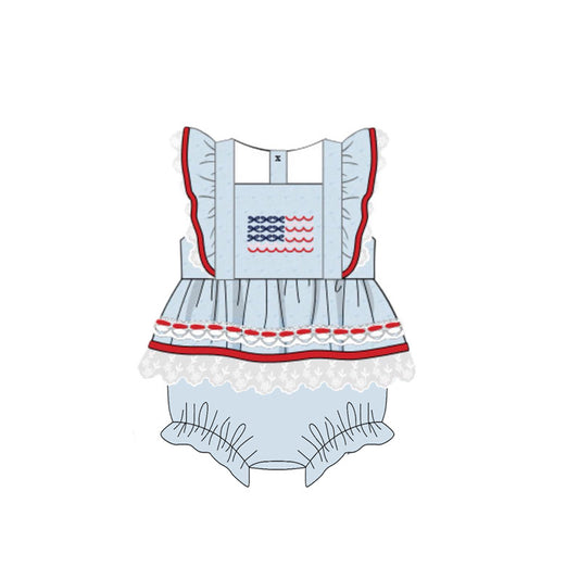 SR3632 Baby girls  july 4th romper preorder