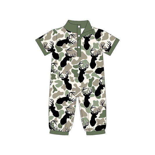 SR3636 Baby Boys Hunting Camo Deer Short Sleeve Romper Preorder