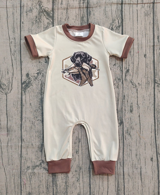SR3680 Baby Boys Hunting Dog Short Sleeve Romper Preorder