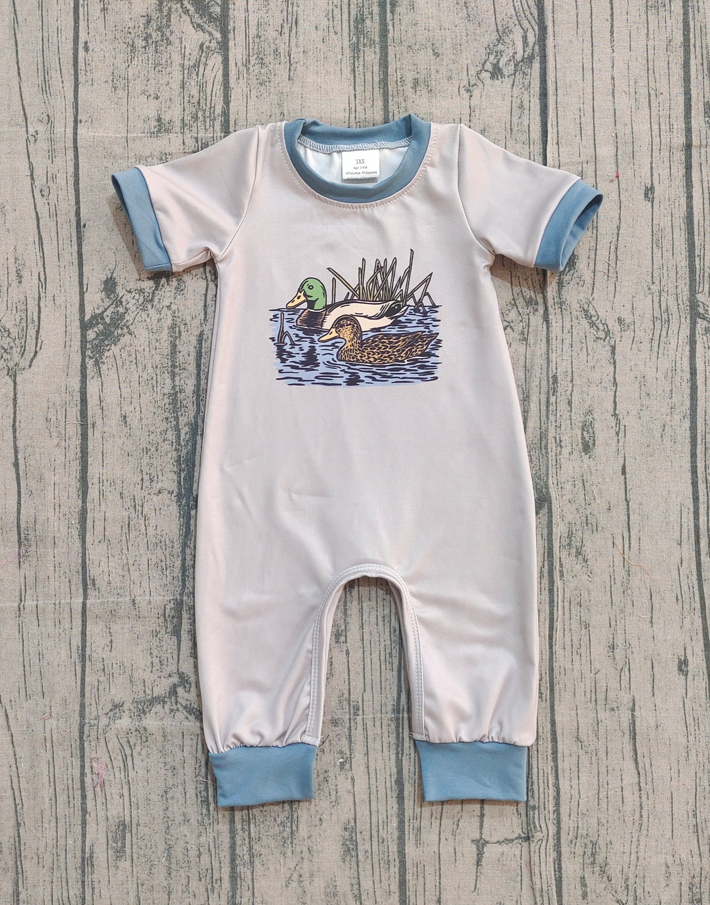 SR3682 Baby Boys mallard  Duck Short Sleeve Romper Preorder
