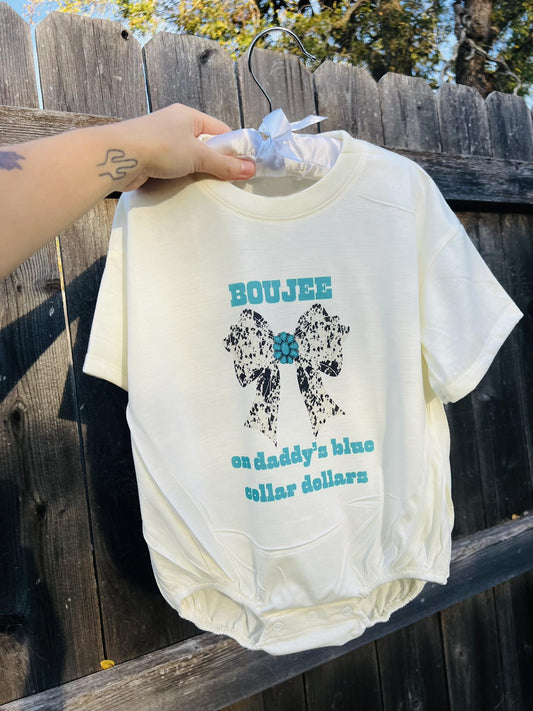 SR3729 Bouhee On Daddy's Blue Collar Dollars Romper Preorder