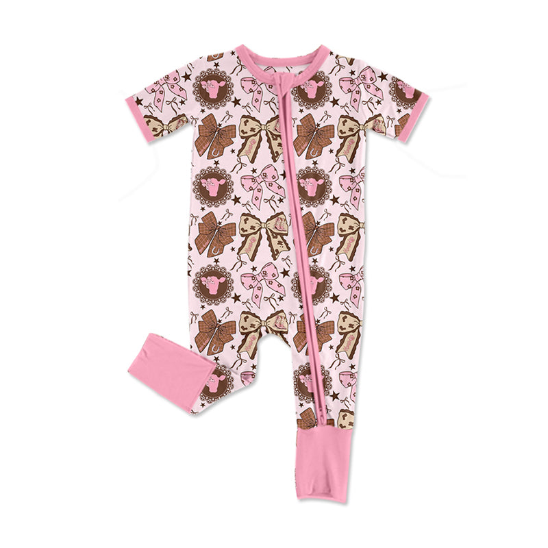 SR3763 Baby girls western bow romper preorder