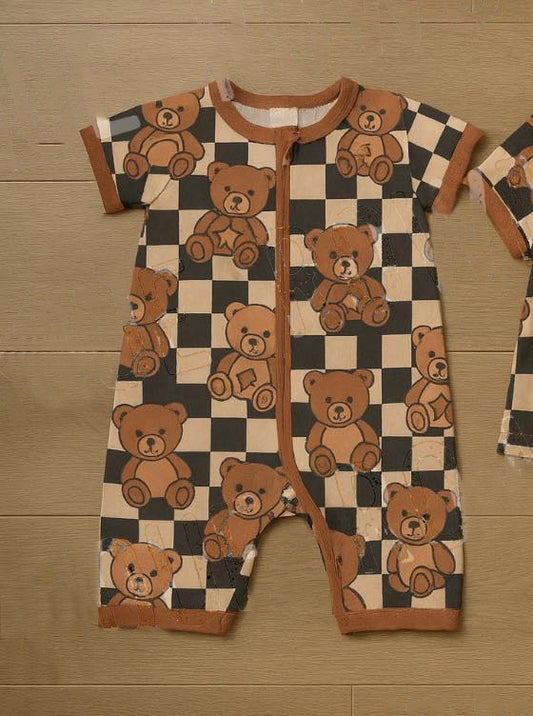 SR3777 Baby Boys Bear Black Romper Preorder